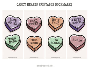 Candy Hearts Printable Bookmarks