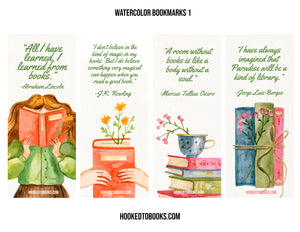 Watercolor Digital Download Printable Bookmarks