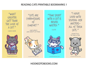 Reading Cats Digital Download Printable Bookmarks