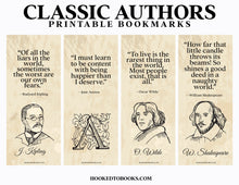 Load image into Gallery viewer, Classic Authors Digital Download Printable Bookmarks